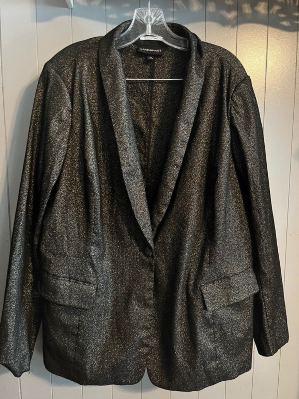 Lane Bryant Womens black metallic gold shimmer “Bryant blazer”